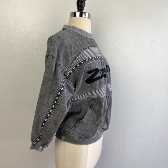 Zeppelin Womans Gray Sweatshirt Medium Cotton Distressed Pockets Logo Hip Hop - Picture 11 of 15